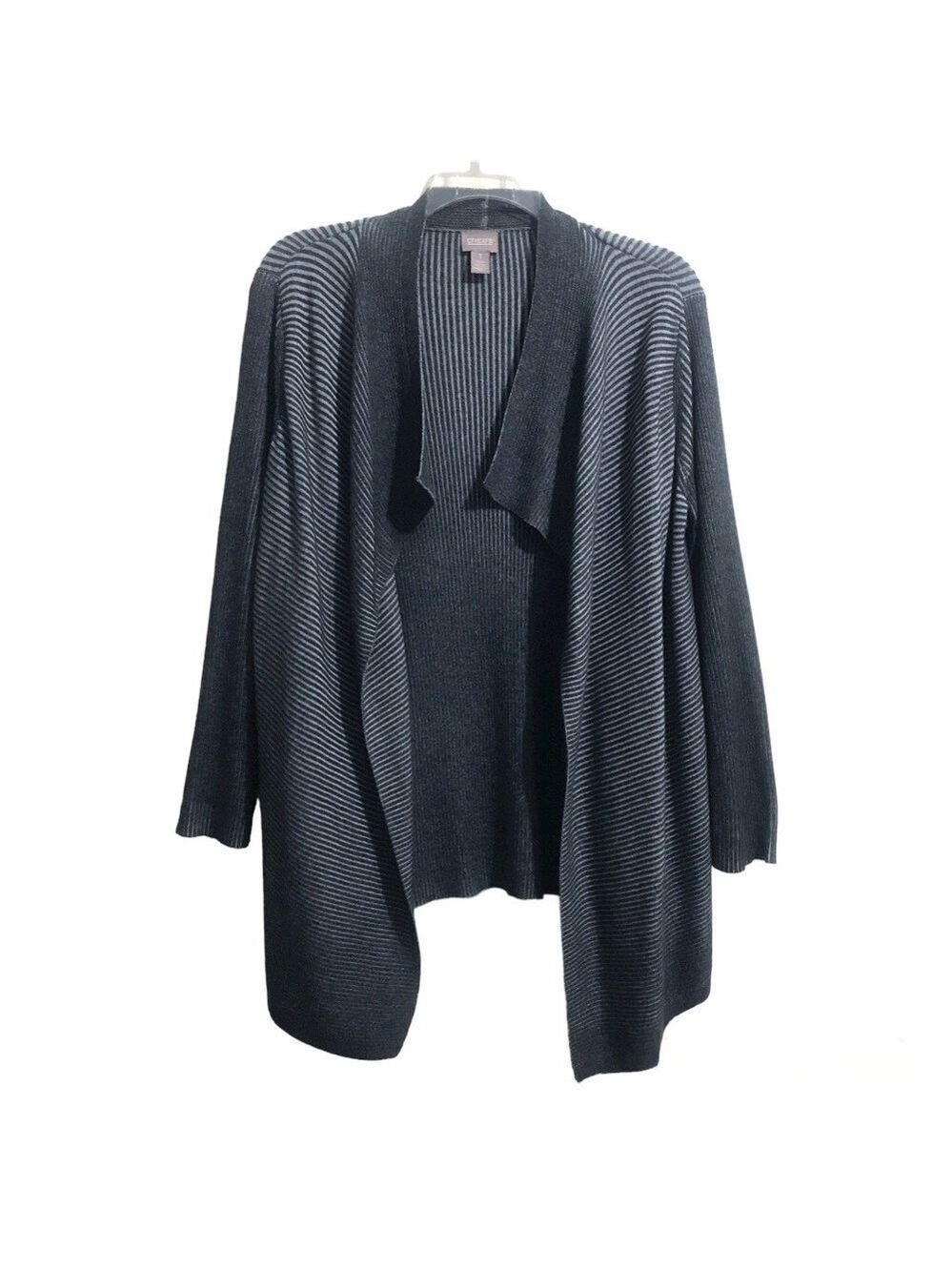 Chico's Long Cotton Blend Waterfall Open Cardigan M